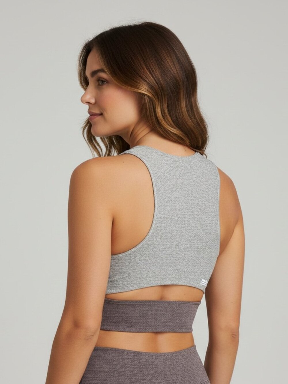 Outdoor Voices Tri-Tone Slashback Crop Top Sports Bra High Neck Sculpting S - Picture 7 of 7